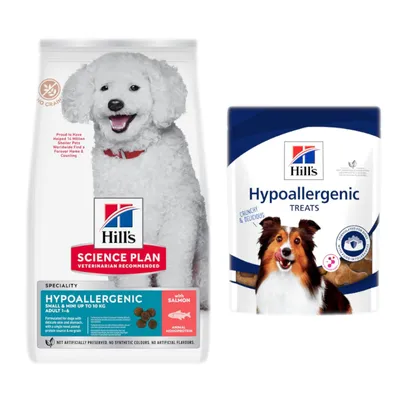 Hill's Science Plan Dry Dog Food + 2 x 200g Hill's Dog Treats Free! * - Hypoallergenic Adult 1 - 6 Small & Mini with Salmon (6kg) + HypoAllergenic (2 x 200g) Hill's Science Plan Dry Dog Food + 2 x 200g Hill's Dog Treats Free! * - Hypoallergenic Adult 1 - 6 Small & Mini with Salmon (6kg) + HypoAllergenic (2 x 200g)
