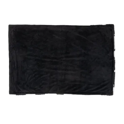 Schwarze, rechteckige Decke mit weicher Oberfläche, geeignet als Unterlage oder Abdeckung.