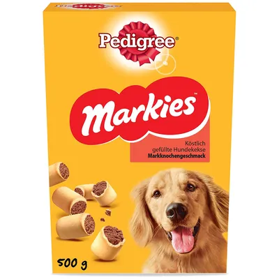 Pedigree Markies, ízletes, töltött kutyakeksz velőscsont ízzel, 500 g csomag.