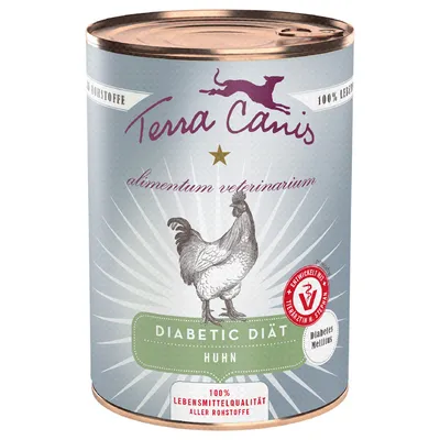 Terra Canis Diabetic Diät Huhn. Entwickelt mit Tierärzten, 100% Lebensmittelqualität aller Rohstoffe. Geeignet für Diabetes Mellitus.