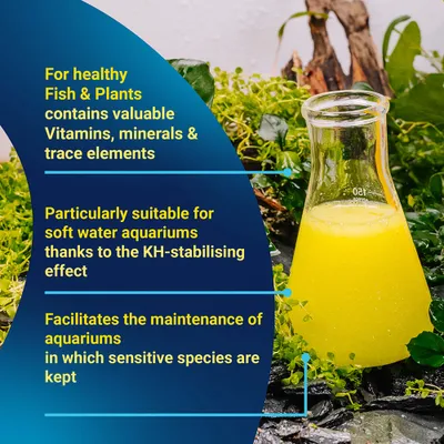 Přípravek pro údržbu akvária s vitamíny, minerály a stopovými prvky. Zvláště vhodný pro akvária s měkkou vodou díky stabilizujícímu účinku na KH. Usnadňuje péči o citlivé druhy. Přípravek pro údržbu akvária s vitamíny, minerály a stopovými prvky. Zvláště vhodný pro akvária s měkkou vodou díky stabilizujícímu účinku na KH. Usnadňuje péči o citlivé druhy.