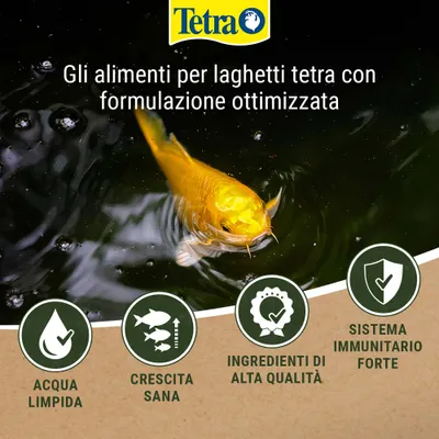 Tetra Mangime per laghetti con formula ottimizzata: acqua limpida, crescita sana, componenti di alta qualità, sistema immunitario forte. Tetra Mangime per laghetti con formula ottimizzata: acqua limpida, crescita sana, componenti di alta qualità, sistema immunitario forte.