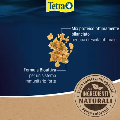 Tetra. Mix proteico ottimamente bilanciato per una crescita ottimale. Formula Bioattiva per un sistema immunitario forte. Con ingredienti naturali, senza conservanti aggiunti e coloranti.
