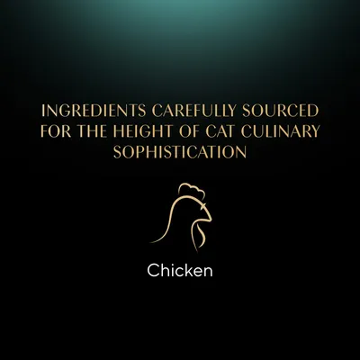 INGREDIENTS CAREFULLY SOURCED FOR THE HEIGHT OF CAT CULINARY SOPHISTICATION. Chicken.