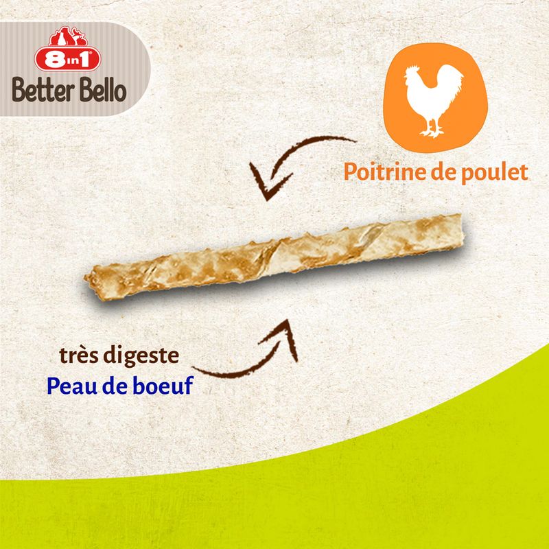 8in1 Better Bello Bâtonnets de poulet torsadés pour chien