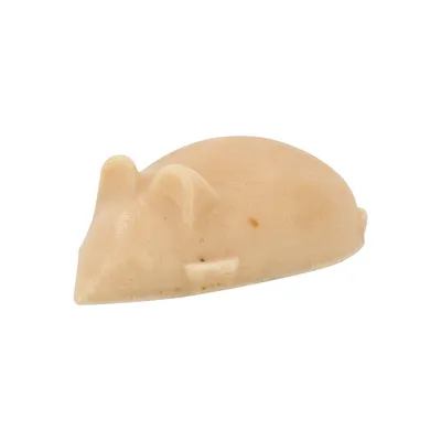 Juguete para masticar en forma de ratón de material beige, apto para mascotas.