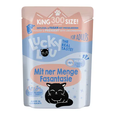 Lucky Lou Katzenfutter für Erwachsene, Geflügel & Fasan mit Preiselbeeren, 300g, >96% Fleisch, ohne Getreide, ohne Zuckerzusatz, Made in Germany.