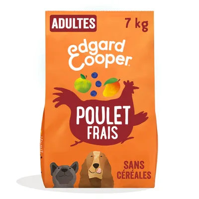 Edgard Cooper nourriture pour chiens adultes, 7 kg, avec poulet frais, sans céréales.