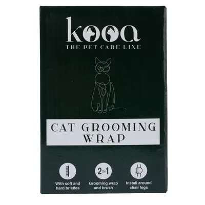 kooa Cat Grooming Wrap. Mit weichen und harten Borsten, 2-in-1 Pflegewrap und Bürste, Installation um Stuhlbeine.