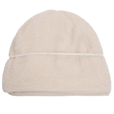 Beige Hundebett-Bezug aus weichem Fleece mit elastischem Band zur Befestigung.