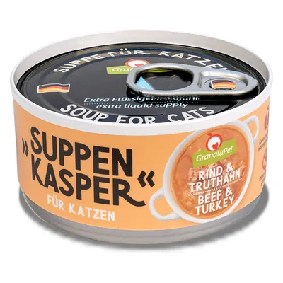 GranataPet Suppen Kasper για γάτες, βοδινό και γαλοπούλα, επιπλέον ενυδάτωση. Σούπα για γάτες σε κονσέρβα με γερμανική σημαία.