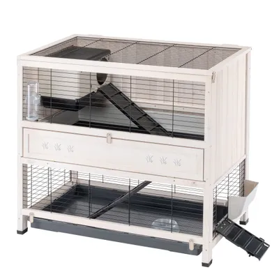 Kaninbur i træ Indoor Home - Hvid: L 107,5 x B 67,5 x H 102 cm Kaninbur i træ Indoor Home - Hvid: L 107,5 x B 67,5 x H 102 cm