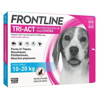 FRONTLINE TRI-ACT, 10 - 20 kg - 6 mois de protection (6 pipettes)