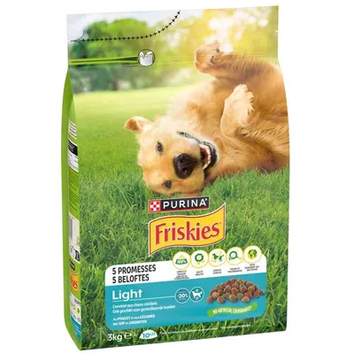 Purina Friskies Light Trockenfutter für Hunde, geeignet für sterilisierte Hunde, mit Huhn und Gemüse, 3kg Packung. Ohne künstliche Farbstoffe.