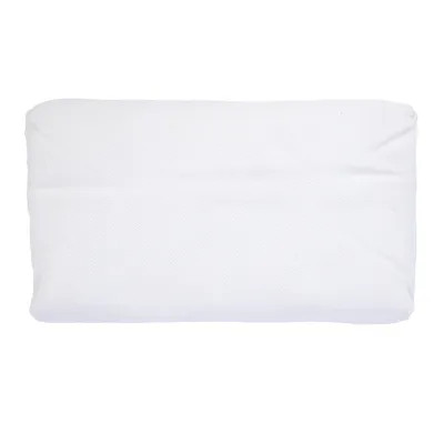 Cuscino rettangolare bianco con superficie liscia, adatto a diversi usi.