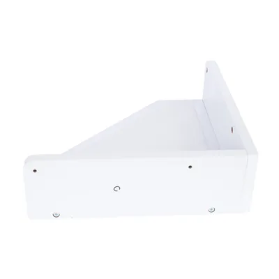Supporto da parete bianco in legno con fori per viti, adatto per il montaggio di scaffali o accessori.