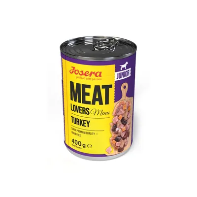Josera Meat Lovers Menu Turkey Junior, superprémiová kvalita, bez obilnín, 400g konzerva.