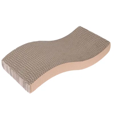 Wellige Kratzmatte aus Pappe mit strukturierter Oberfläche, geeignet für Krallenpflege.