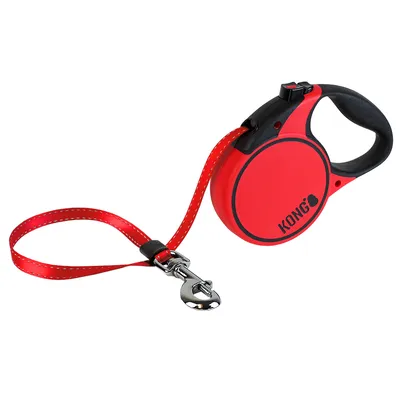 KONG rote Hundeleine mit ergonomischem Griff, reflektierendem Band und Metallkarabinerhaken.