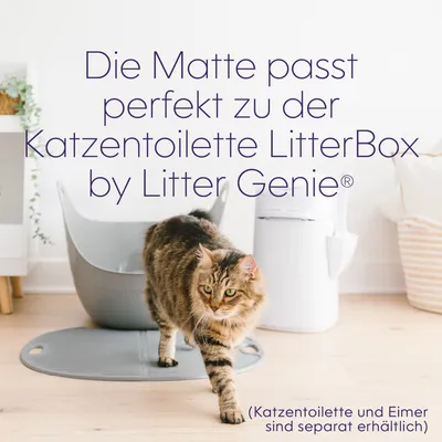 Die Matte passt perfekt zu der Katzentoilette LitterBox by Litter Genie. Katzentoilette und Eimer sind separat erhältlich.