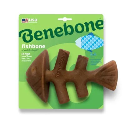 Benebone Fishbone, příchuť ryba, velikost Large pro psy do 18 kg. Vyrobeno v USA.