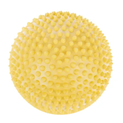 Palla gialla con superficie a nodi, adatta per gioco interattivo o addestramento.
