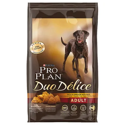PURINA PRO PLAN Duo Délice Adult, reich an Huhn mit Reis, Dual Texture Innovation, zarte Stücke und knusprige Kroketten, 100% komplett, Zahnpflege, gesunde Verdauung.