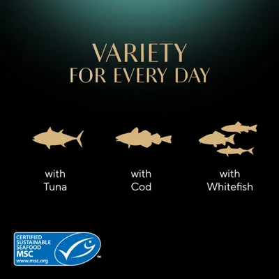 Sheba Fresh & Fine in Gravy Mini Pouches Saver Pack 12 x 50g - Tuna, Cod & Whitefish in Gravy
