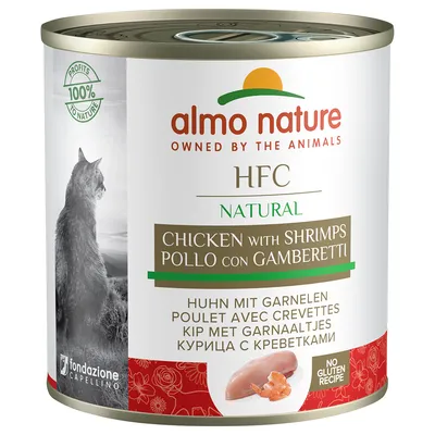 Almo Nature HFC Natural, kurczak z krewetkami, bez glutenu.