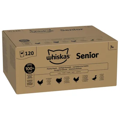 Sachets Whiskas 48 / 120 x 85 g + Whiskas Les Irrésistibles poulet, fromage 180 g en cadeau ! - Senior : Sélection de volailles en gelée (120 x 85 g) Sachets Whiskas 48 / 120 x 85 g + Whiskas Les Irrésistibles poulet, fromage 180 g en cadeau ! - Senior : Sélection de volailles en gelée (120 x 85 g)