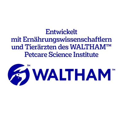 Entwickelt mit Ernährungswissenschaftlern und Tierärzten des WALTHAM Petcare Science Institute. WALTHAM. Texte en allemand.