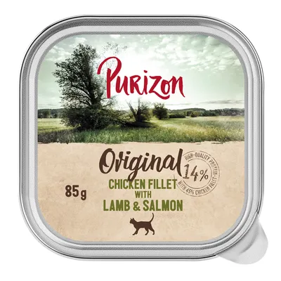 Purizon Original, 85g, пилешко филе с агнешко и сьомга, 14% протеин, 45% пилешко филе. Висококачествена храна за котки.
