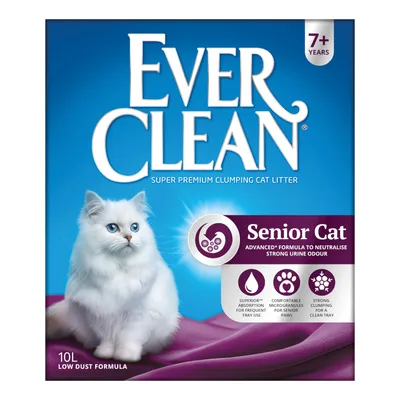 Ever Clean Senior Cat Katzenstreu, 10L, für Katzen ab 7 Jahren. Niedrig staubend, neutralisiert starke Uringerüche, komfortabel für Seniorenpfoten, starke Klumpenbildung.