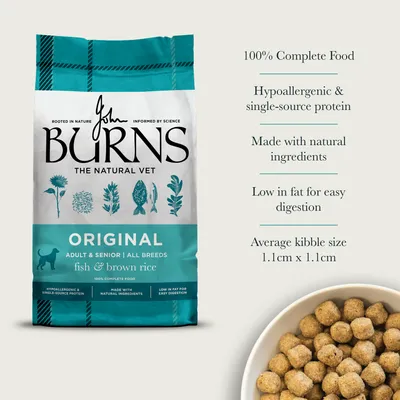 Burns Adult/Senior Original Vis & Bruine Rijst Hondenvoer - 12 kg Burns Adult/Senior Original Vis & Bruine Rijst Hondenvoer - 12 kg