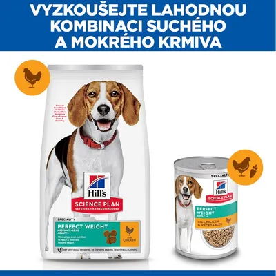 Hill's Science Plan Perfect Weight Adult 1+ Medium s kuřecím