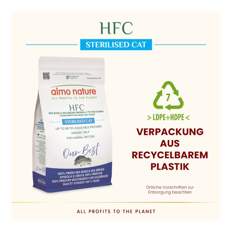 Almo Nature HFC Longevity Sterilized mořský vlk a pražma královská