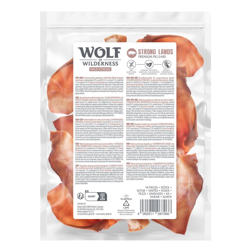 Wolf of Wilderness Premium Schweineohren "Strong Lands"