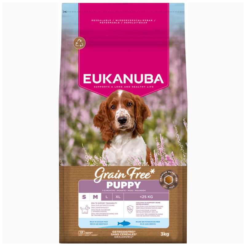 Eukanuba Grain Free Puppy Small & Medium Breed tengeri hal