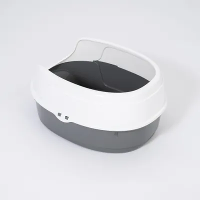 zooplus Basics kattenbak met rand - grijs / wit