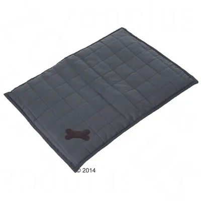 Quilted rectangular mat with stitched grid pattern and a bone-shaped motif in one corner, shown flat for product display.