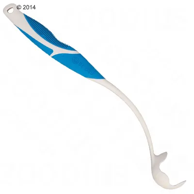 Strumento in plastica bianca e blu con impugnatura antiscivolo, scritta visibile 'PRO 18', estremità ricurva a uncino.