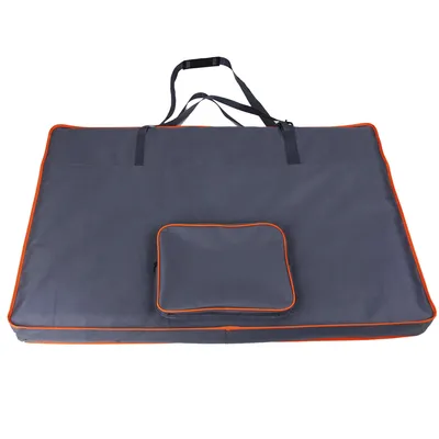 Grey tote bag with orange accents, two carrying straps and a small outer pocket.
