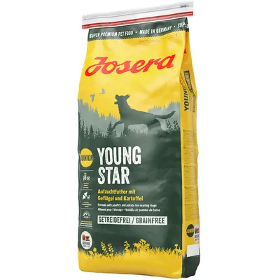Josera Young Star junior rearing food with poultry and potato, grain-free. Super Premium Pet Food, Made in Germany.