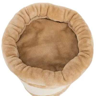 Runde, beige Plüsch-Oberfläche mit gepolstertem Rand, geeignet für Komfort und Wärme.
