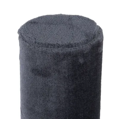 Tronc cylindrique recouvert de tissu gris foncé, surface douce visible. Aucun texte ou marque apparente.