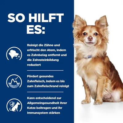 So hilft es: Reinigt Zähne, reduziert Zahnsteinbildung, fördert gesundes Zahnfleisch und stärkt das Immunsystem Ihrer Katze.