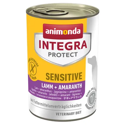 Animonda Integra Protect Sensitive lammas + amarantti, viljaton, sopii ruoka-aineyliherkkyyksiin, Veterinary Diet, virtsan pH 6,5-6,7.