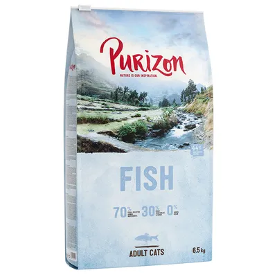 Bag labelled fish, 70% selected fish ingredients, 30% vegetables and herbs, 0% added grain, for adult cats, 6.5kg.