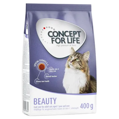 Concept for Life Beauty kattenvoer, 400 g. Special Formula X: gezonde huid & glanzende vacht, haarbalfunctie, urineweggezondheid. Voor volwassen katten vanaf 1 jaar.