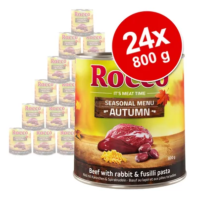 Rocco Seasonal Menu Autumn, 24x 800g Dosen. Rind mit Kaninchen & Spiralnudeln.